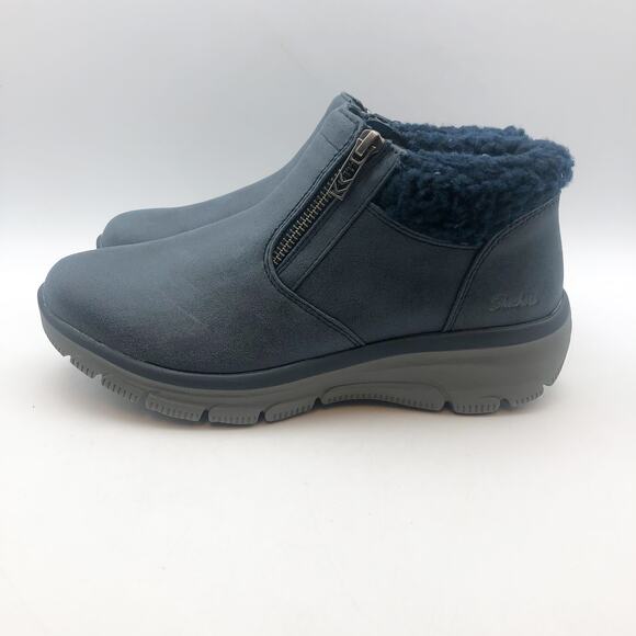 Skechers Women Easy Going Ankle Boots US 9 Navy Blue Water Repellent Lined NIB - Picture 7 of 11
